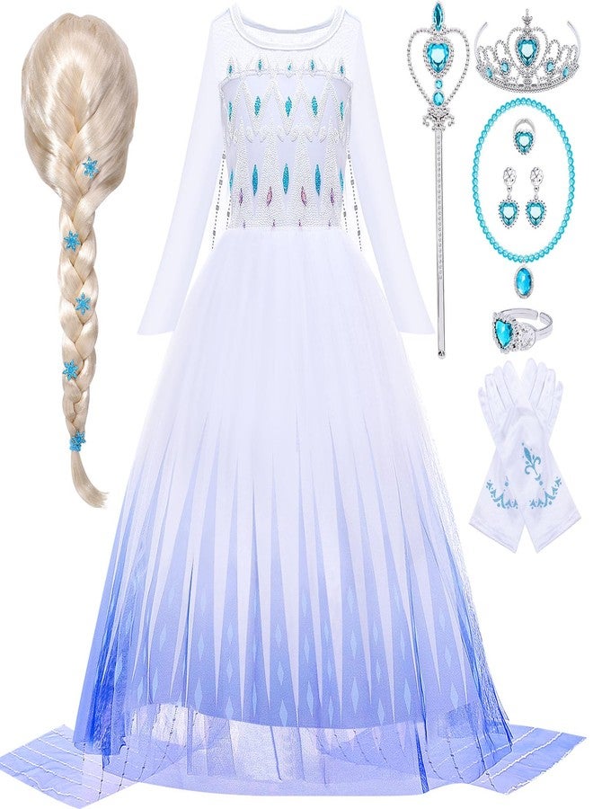 G.C Princess Dress Costume for Girls Toddler Princess Dress Up Clothes With Cape Crown Wig Gloves Wand Necklace Accessories Toys Halloween Cosplay Birthday Party Favors for Girls Aged 3 4 5 6-10 - Image 1